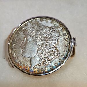 1890 MORGAN SILVER‎ DOLLAR COIN CLIP ANSON STERLING Marked
